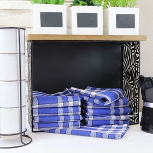 Noir 43 x 43 cm INFEI Lot de 12 Serviettes de Table en Coton et Lin Motif Rayures 43 x 43 cm