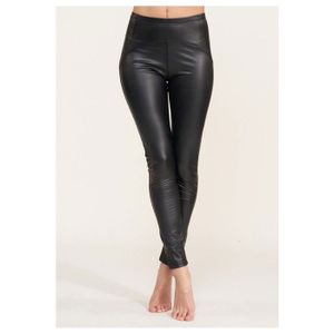 Legging noir en simili cuir avec une coupe bootcut et ceinture