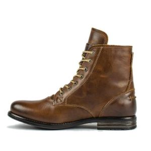 XIGUAFR Homme Bottes en Cuir a Lacet de Travail Décontractée daffaire Commercial Boots Chaussure Automne Hiver Montante Souple Étanche Antidérapant 