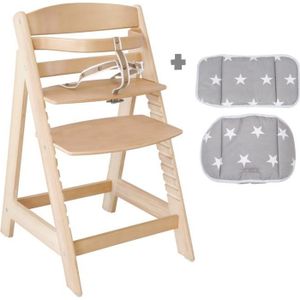 Chaise haute pour bébé chaise haute en bois plateau amovible et pieds réglables Chaise haute pour bébé 3-en-1 élégante en similicuir de première qualité en bois dur pour les bébé 
