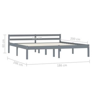 STRUCTURE DE LIT Cadre de lit en bois massif gris 180 x 200 cm - VI