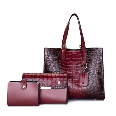 Lot de 3 Sacs a Main Peau de Serpent Femme PU Cuir Sac a Bandouliere Luxe Grande Capacite Fourre Tout Rouge Rouge Cdiscount Bagagerie Maroquinerie
