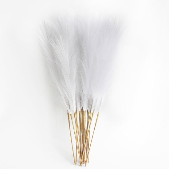 36 Pièces Herbe De Pampas Bohème - Décoration Naturelle Séchée Avec Pompons Moelleux, 24 Naturel + 12 Blanc Pour Mariage Et Maison