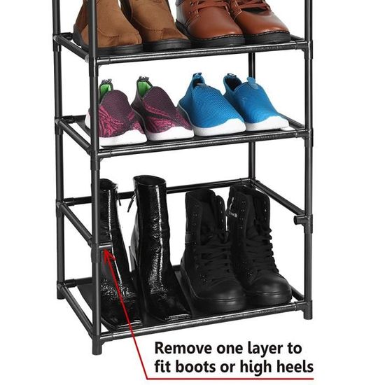 Meuble à Chaussures Noir PERFECT 8 Étagères Grande Capacité Gain