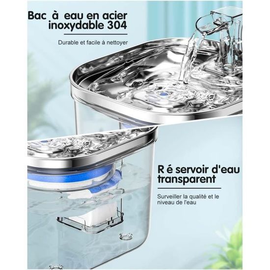Fontaine à Eau Pour Chat Invengo MeowFlow B20 - 2.2 L En Acier Inoxydable, Silencieuse Et Facile à Nettoyer - 4
