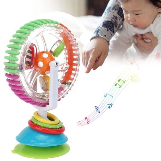 Fdit cloche Jouet de poussette rotatif de chaise de bébé de hochet de bébé coloré tenu dans la main avec la tasse de Sunction