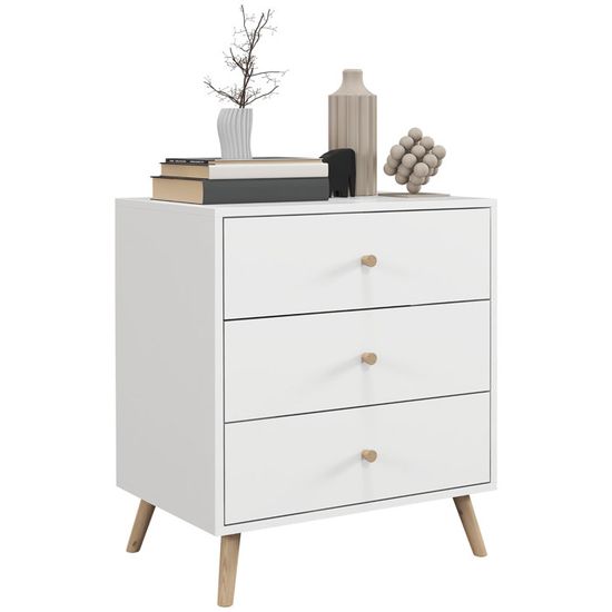 Commode 3 tiroirs effet bois et chevron - L80 x H87 cm Torun | Maisons Commode 3 tiroirs effet bois et chevron - L80 x H87 cm Torun | Maisons