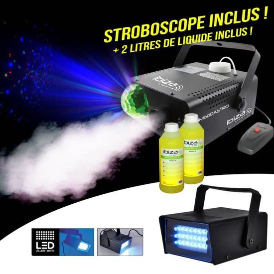 Ibiza Light FOGGY-ASTRO LED Machine à Fumée Ibiza Light FOGGY-ASTRO - Effet Astro LED Stroboscope - Télécommande HF Machine Fumée Led Rgb