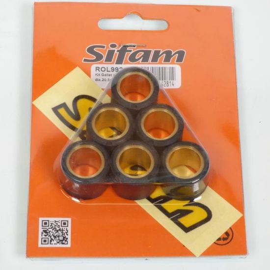 Galets Rouleaux De Variateur Sifam - Pour Scooter Honda 125 NSS Forza ABS 2015-2022 - 20x15 Mm - 16,5 G - Lot De 6