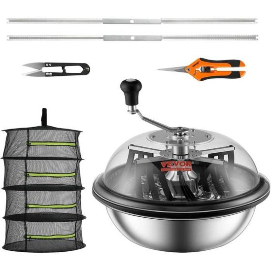 Effeuilleuse Manuelle VEVOR 49 Cm – Pour Bourgeons, Herbes – Lames Interchangeables Acier Inox – Bol Transparent