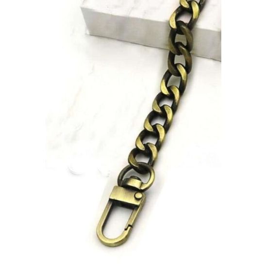 Bracelet Chaîne Et Simili Cuir Pour Sac - Bandoulière Amovible Décorative - Noir