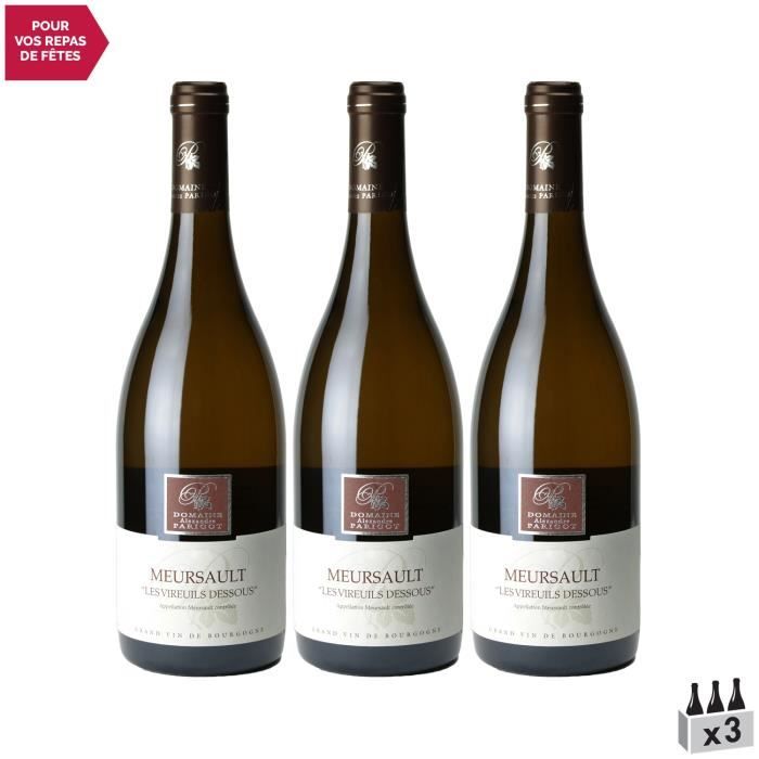 Meursault Les Vireuils Dessous Blanc 2019 - Lot de 3x75cl - Domaine Parigot Père et Fils - Vin AOC Blanc de Bourgogne