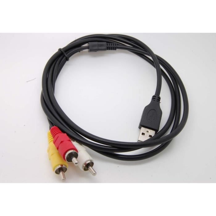 3 RCA mâle vers USB 2.0 Mâle A HDD Adaptateur Composite Audio Video AV DVR Câble de données