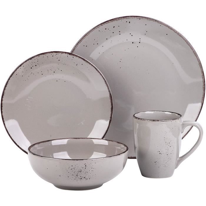 vancasso, Série Navia, Service de Table en Céramique, 4 Pièces, Assiette Bol Tasse, Faïence Style Classique