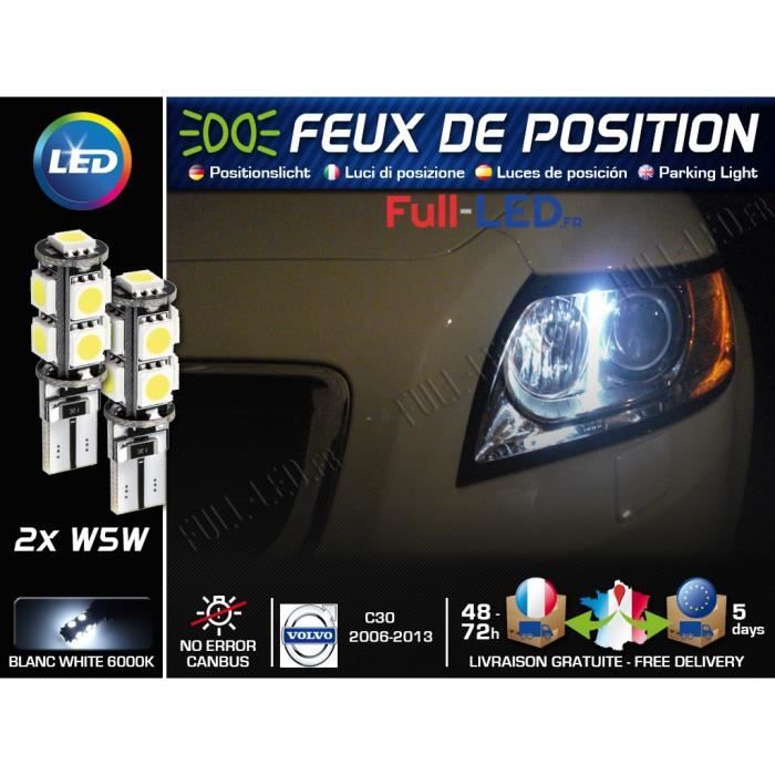 Ampoules Feux de position LED - Volvo C30- W5W blanc Xénon