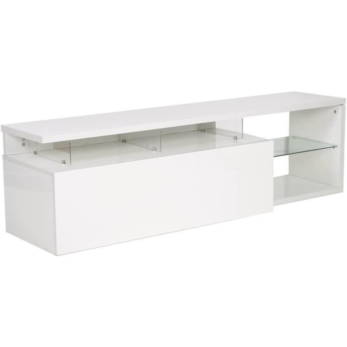 Meuble TV LED -Penny- laqué - Blanc