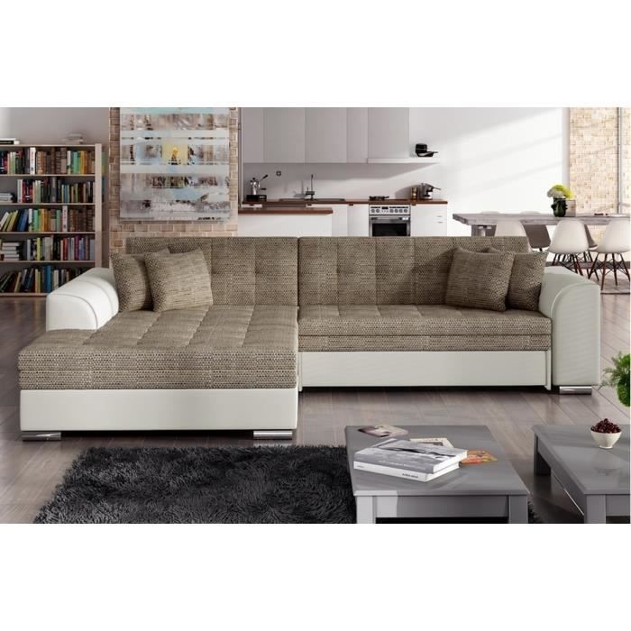 Canapé d'angle 5 places Beige Tissu Luxe Contemporain Confort