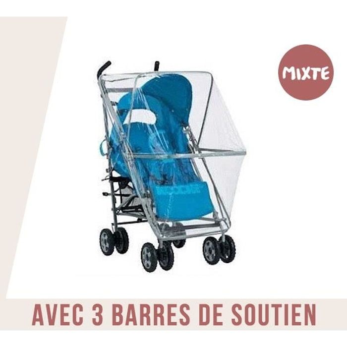 Habillage Pluie Universel Pour Poussette Avec Barres De Soutien - Norme EN 71 & 250 Microns d’Epaisseur