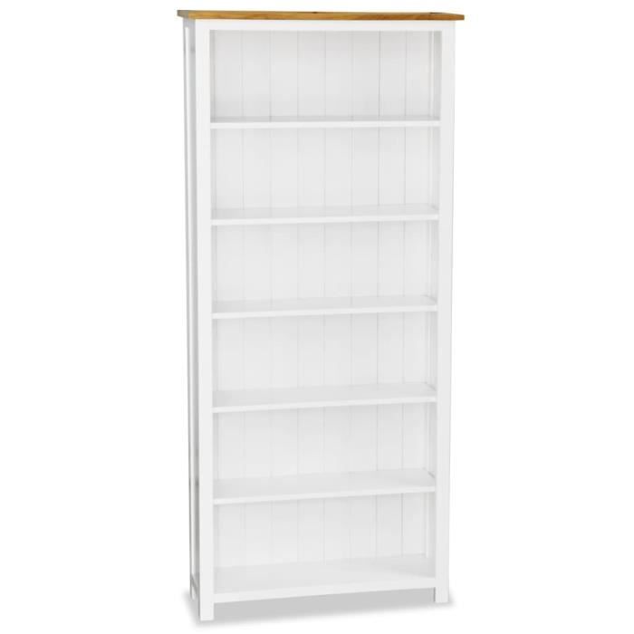 Bibliothèque Meuble Étagère de Rangement à 6 étagères 80 x 30 x 170 cm Bois de chêne massif