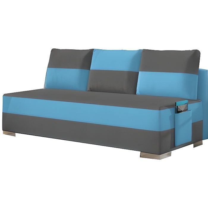 Canapé d'angle 3 places Bleu Tissu Relax