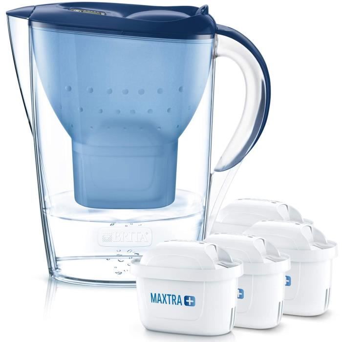 Marella Blu Carafe filtrante pour eau, kit de 4 filtres Maxtra+ inclus