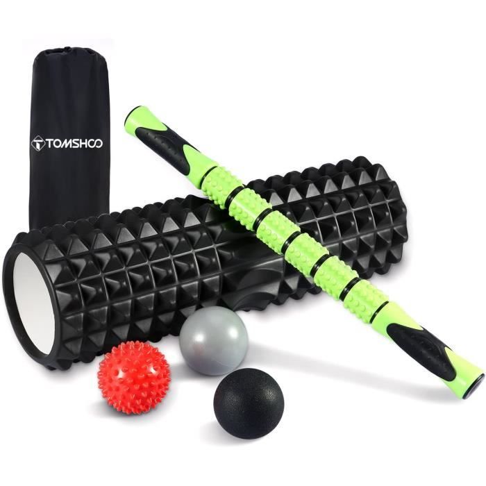 TOMSHOO Rouleau de Massage Kit, Foam Roller + 3 Balles de Massage + Sac de Transport, Rouleaux en Mousse pour Trigger Point Massage