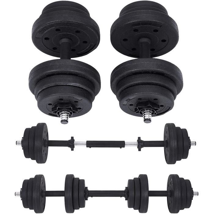 Haltères ICS Kit haltegraveres Musculation Poids Ajustable avec Barre drsquoExtension suppleacutementaire 20 kg 30 kg Musculatio8