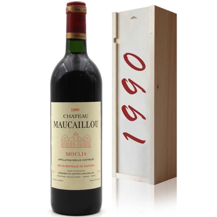 Coffret Château Maucaillou 1990 Rouge 75cl AOC Moulis