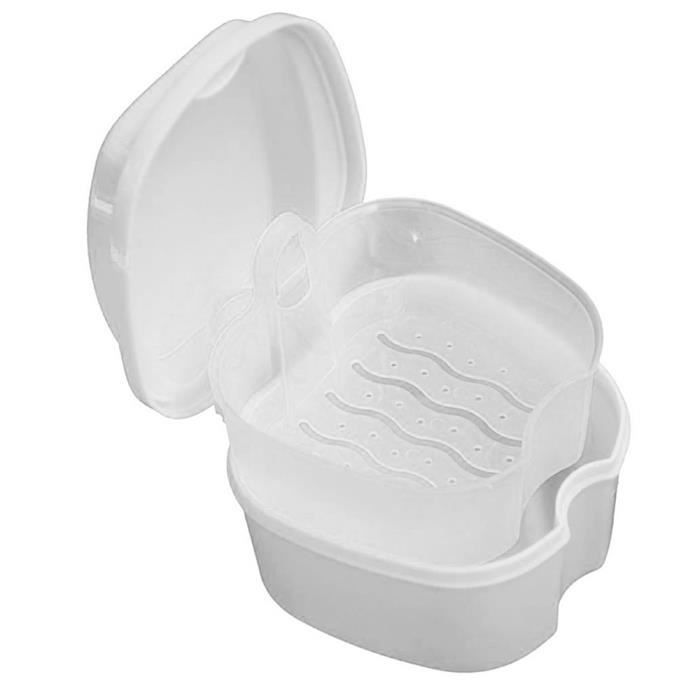 Boîtes de rangement et bacs,Boîte de bain pour dentier, boîtier de rangement pour fausses dents, avec filet suspendu,- Type WHITE #A