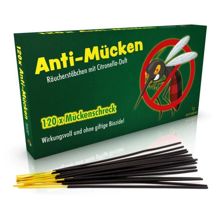 Répulsifs à moustiques Lot de 120 bâtonnets anti-moustiques avec parfum citronnelle pour jardin, extérieur, camping, con 71231