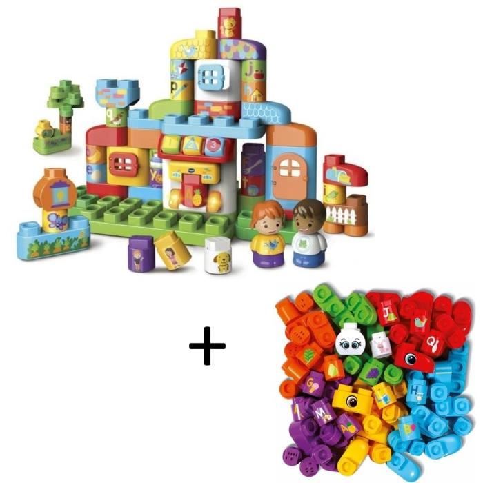 VTECH - Bla Bla Blocks - Ma maison alphabet interactive & Coffret 50 blocs (sans électronique)