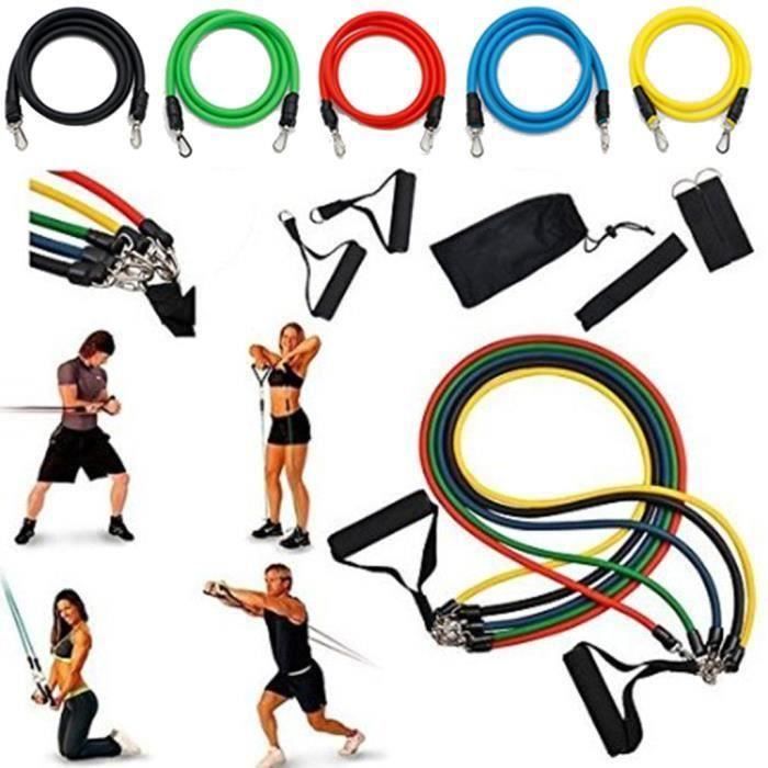 DUYAER® 11 PCS Résistance exercice Band Set Yoga Pilates Abs Fitness bandes d'entraînement Tube