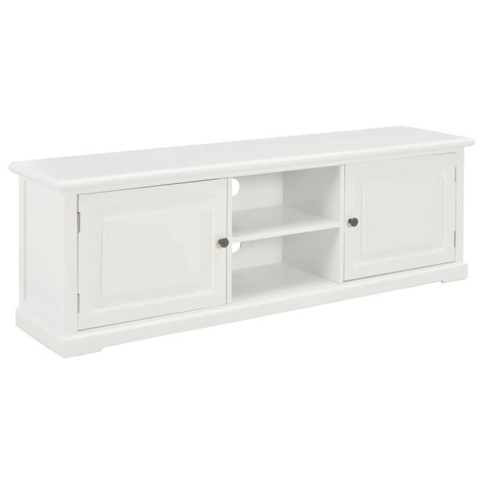 MONSEUL Meuble TV Blanc 120 x 30 x 40 cm Bois ✿1