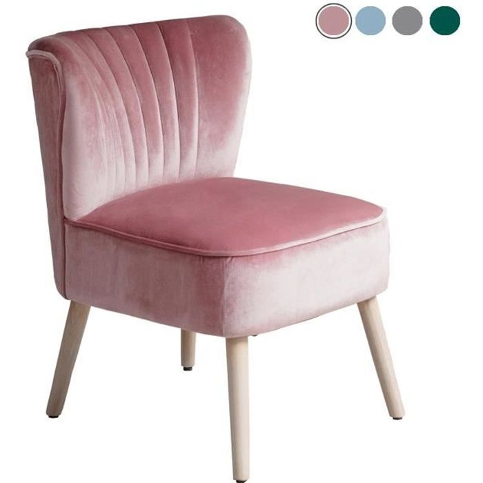 Laxllent Fauteuil Salon,57 x 68 x76cm,Rose,Surface en Velours,Pieds en Bois,Montage Facile, pour Appartement,Chambre