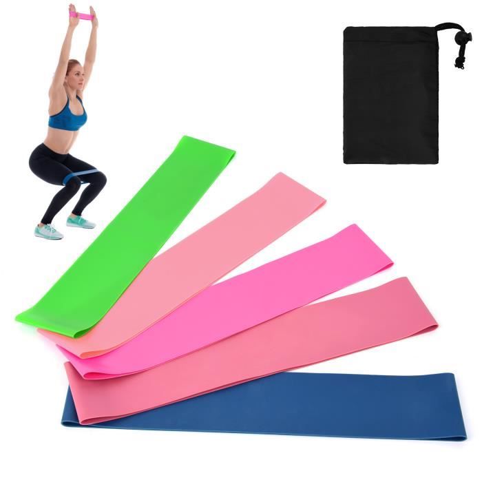5 PCS Sports Exercice Résistance Boucle Bandes Ensemble Élastique Butin Bande Ensemble pour Yoga Home Gym Formation-787