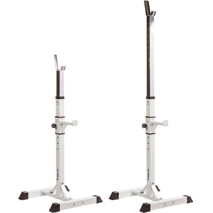 MOVIT Rack à Squat, ensemble de 2 supports d’haltères réglable, supports pour haltères de muscu, Home-Gym, couleur blanc