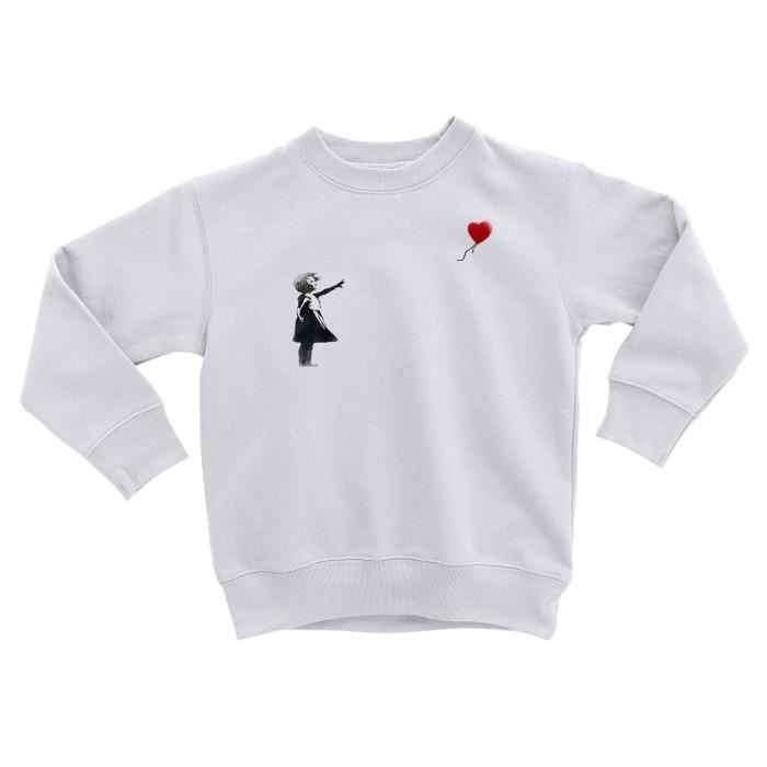 Sweatshirt Enfant Banksy Fillette Ballon Rouge Coeur Enfant
