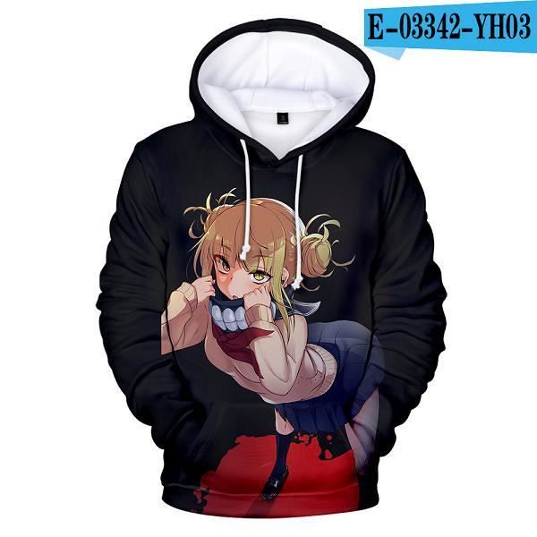 Sweats à capuche imprimés en 3d,Dessin animé animé chaud Himiko Toga sweat à capuche pour homme femmes sweats 3D gris sweat Himiko