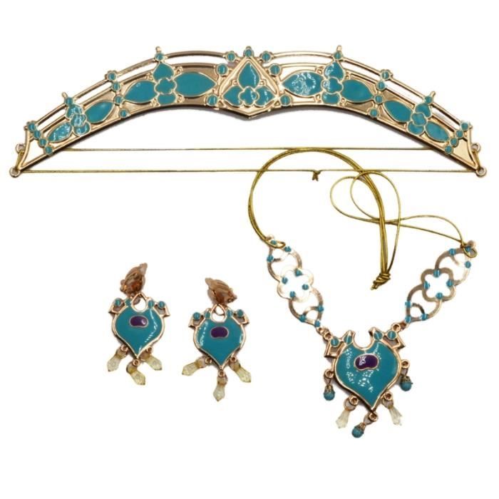 Femmes Jasmin Bandeau Boucles D'oreilles Pendentif Ensemble De Bijoux Habiller Costume De Princesse