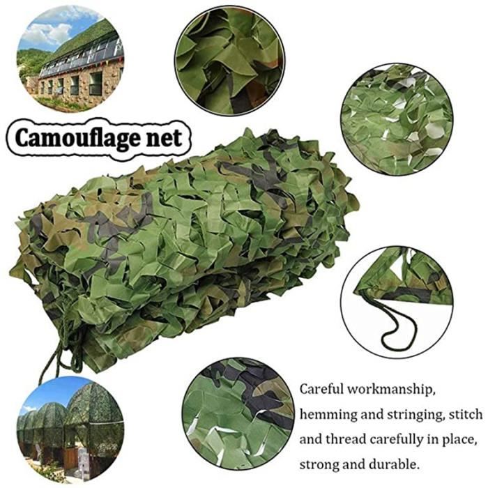Filet de camouflage de 1,5 * 10 m, filet d'ombrage, adapté au camp militaire et à la décoration de la cour et à divers endroits