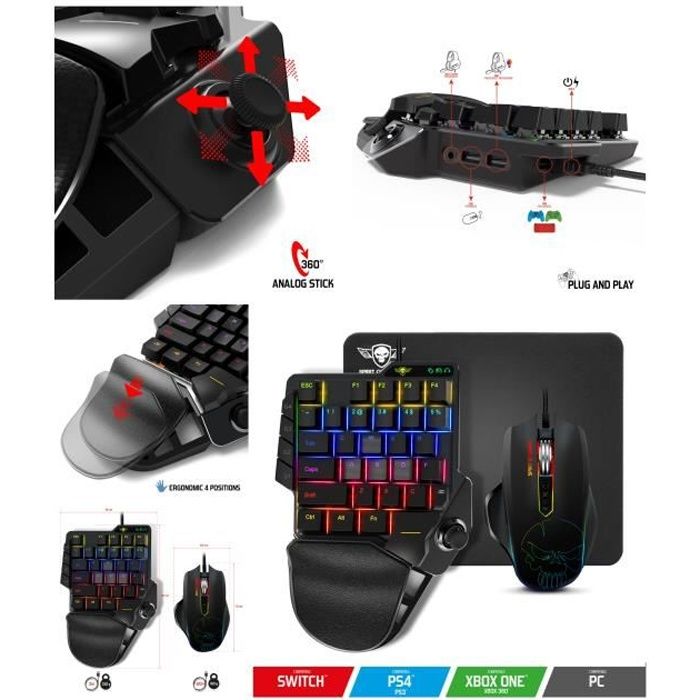 PACK GAMER 3 EN 1 G900 RGB PS5 SWITCH XBOX PC Clavier + Souris + Tapis pour console GAMEBOARD