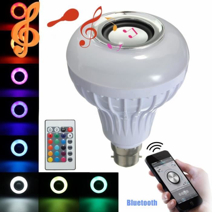 B22 Bluetooth Musique Haut-parleur RGB Blanc LED 12W Ampoule Acoustique Contrôle