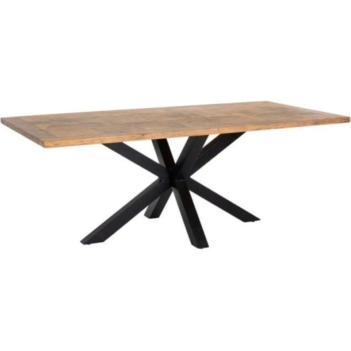 Table de repas rectangulaire Noir/Bois parqueté - BOB - L 200 x l 100 x H 78.5