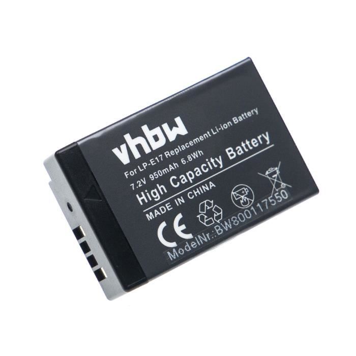 vhbw Batterie remplacement pour Canon LP-E17 pour appareil photo digital reflex APRN (950mAh, 7,2V, Li-ion)