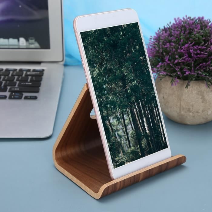 Support de support de support de téléphone portable pour tablette PC de bureau à double face en bois brun noix pour ipad-QIW