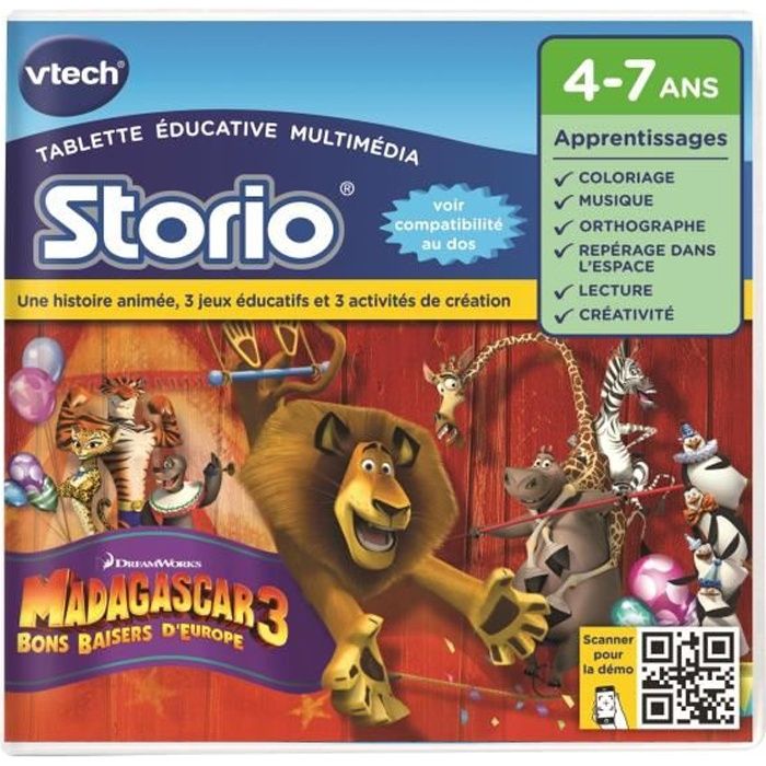 VTECH Jeu Educatif Storio Madagascar 3