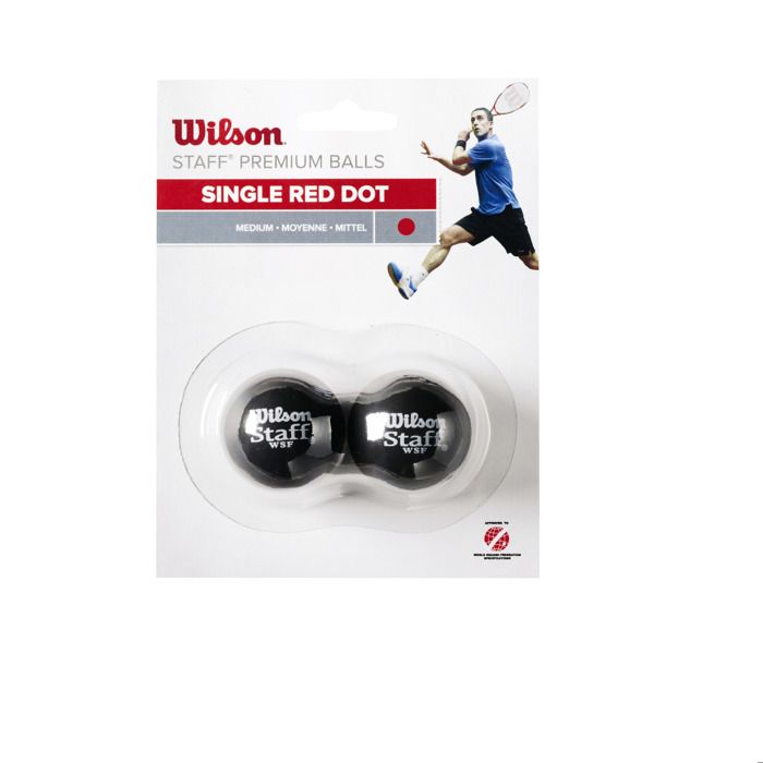 Lot de 2 balles Wilson Staff squash point rouge - noir/rouge - TU