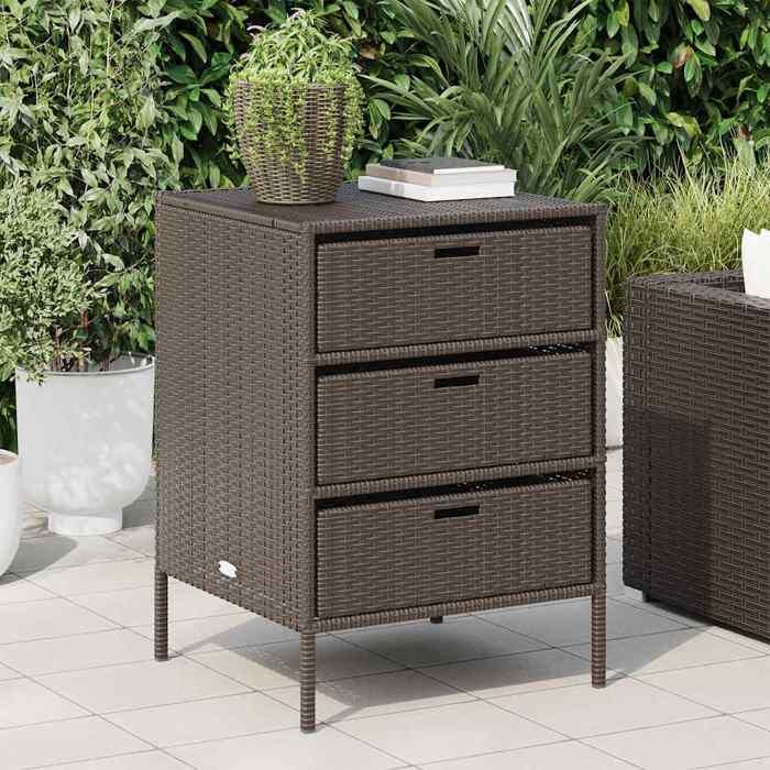 vidaXL Armoire de Rangement de Jardin Organisateur de Terrasse avec Tiroirs Meuble dExtérieur Patio Arrière-cour Marron 365552