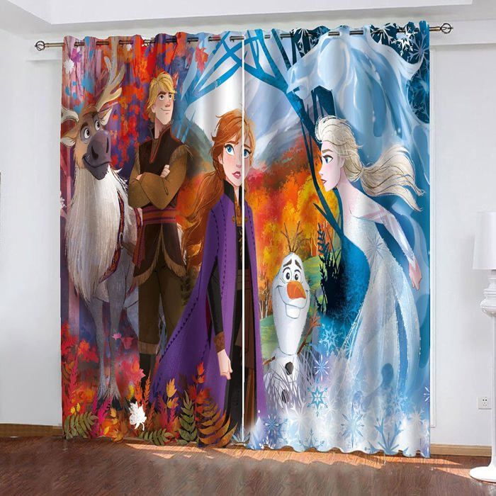 Lot De 2 Rideaux La Reine Des Neiges Aisha Et Anna - Occultant ...