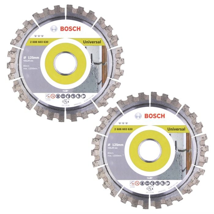 Bosch Best for Universal Disque à tronçonner diamanté 125 x 22 23mm 2pcs. 2x 2608603630
